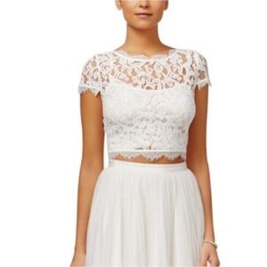 Adrianna Papell White Lace Crop Top